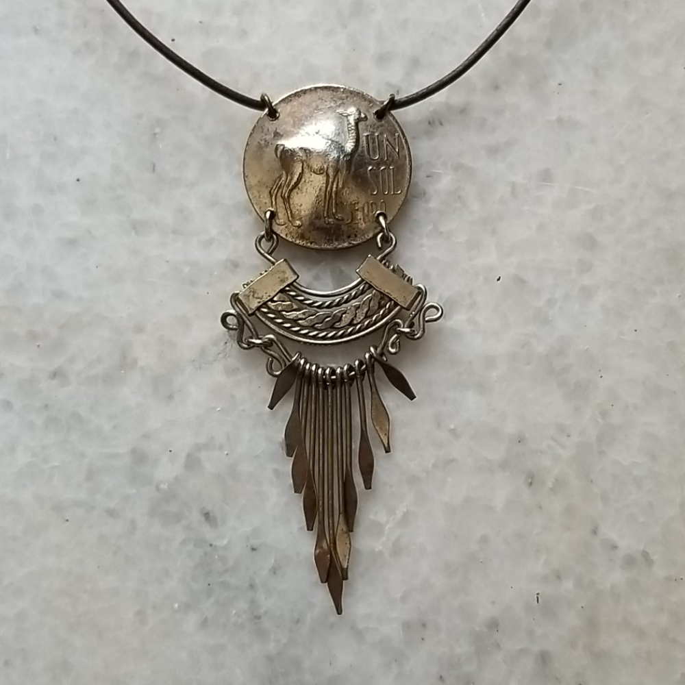 Vintage 1970 peruvian coin necklace